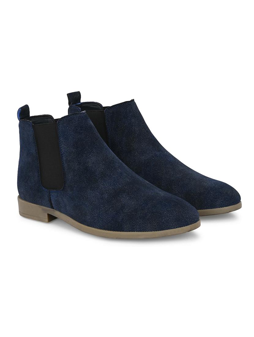 blue suede slip on boots - 19492420 - Standard Image - 3