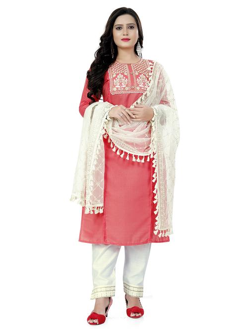 peach embroidered suit set - 19492630 - Standard Image - 0