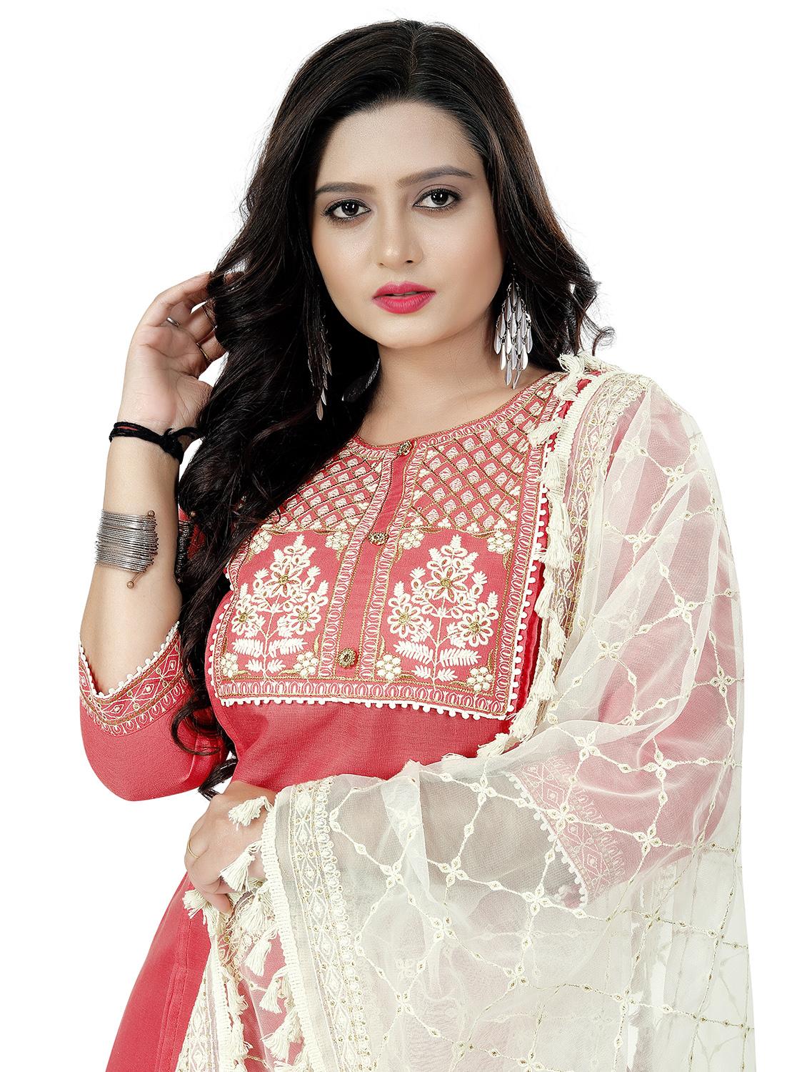 peach embroidered suit set - 19492630 - Standard Image - 3