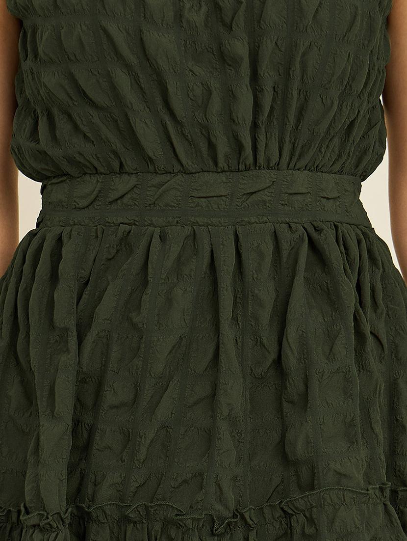 sleeveless self design tiered maxi dress - 19492712 - Standard Image - 3