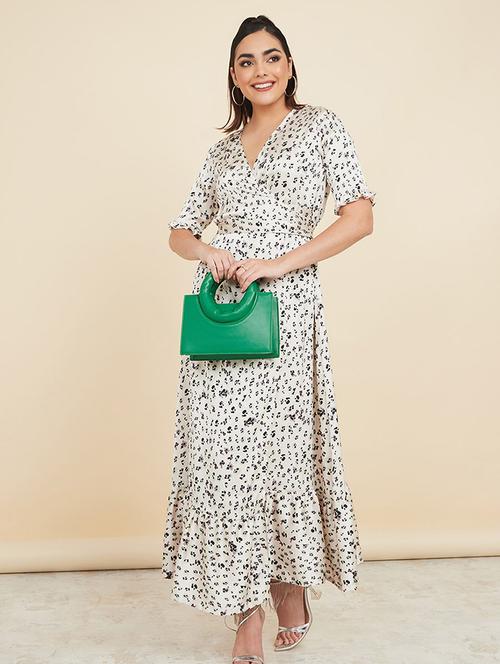 floral print satin wrap maxi dress - 19492736 - Standard Image - 0