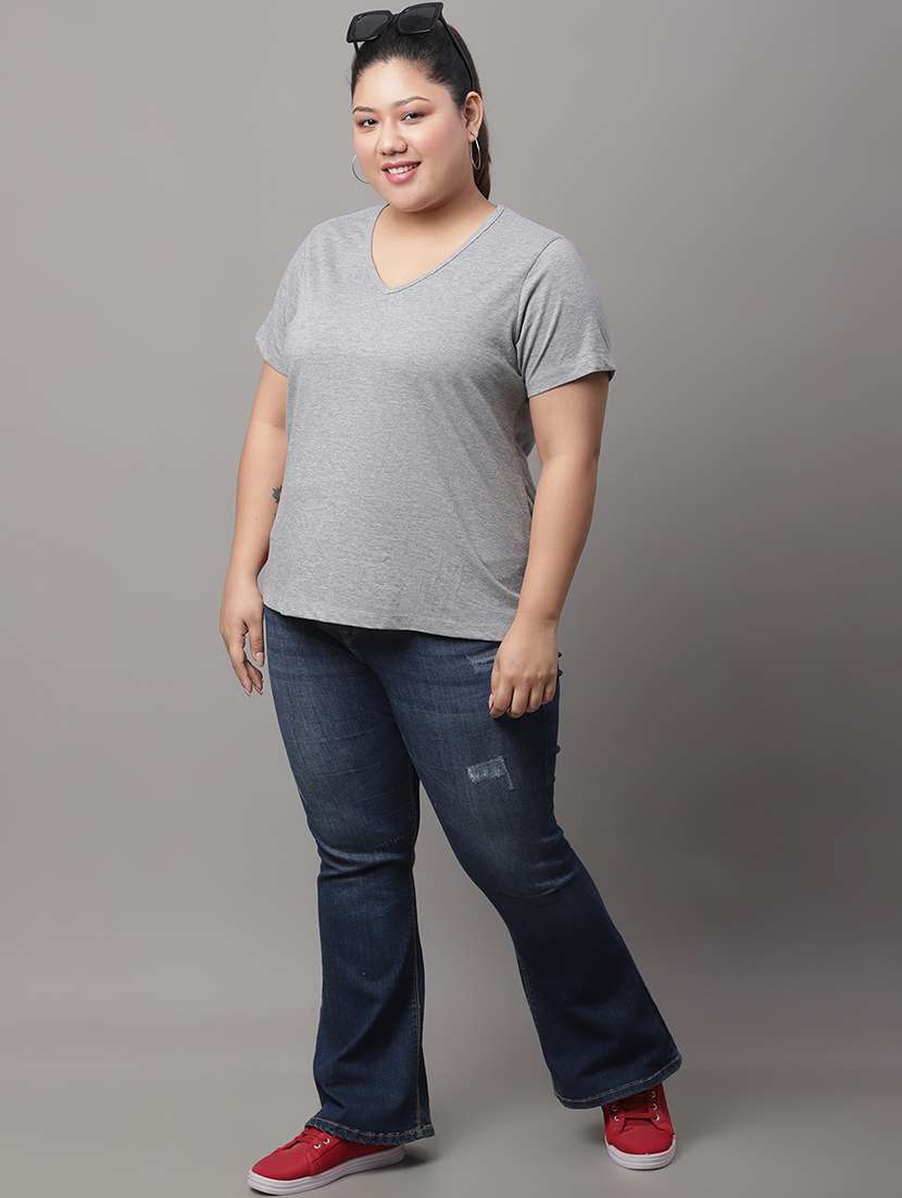 women's plain v neck t-shirt - 19492976 -  Standard Image - 3