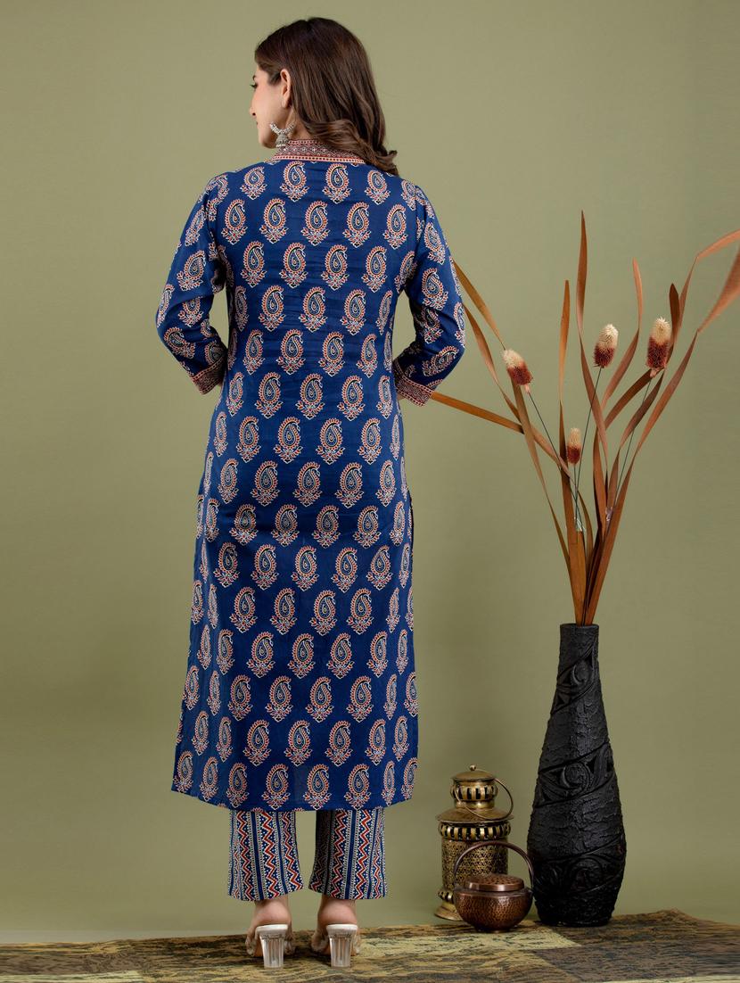 blue printed cotton suit set - 19493428 - Standard Image - 3