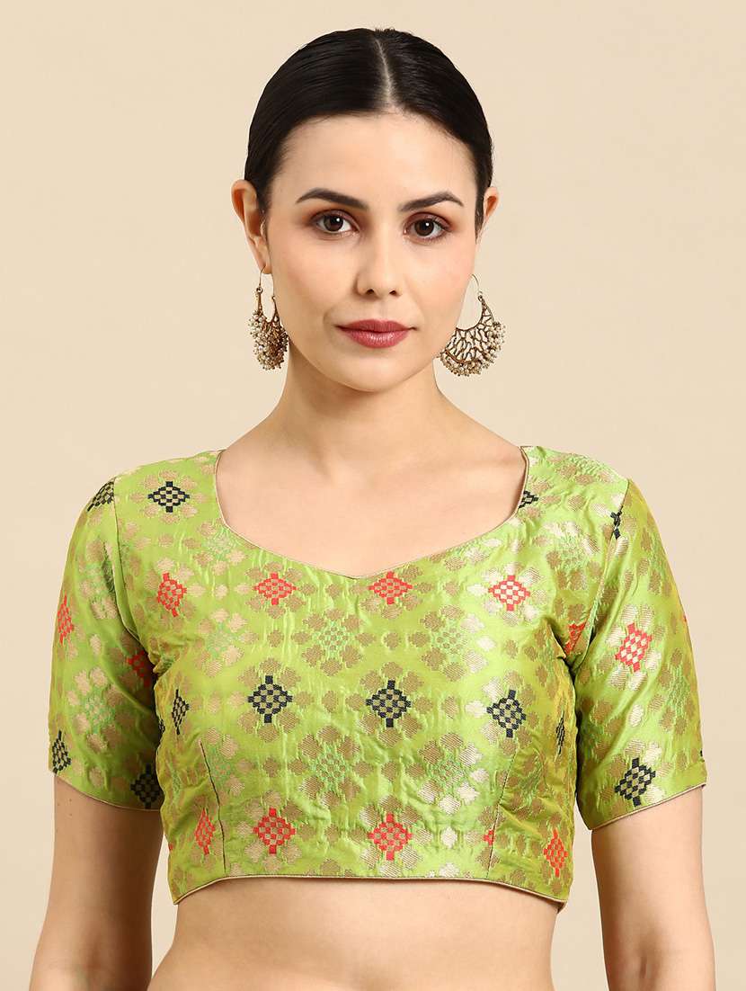 green brocade art silk blouse