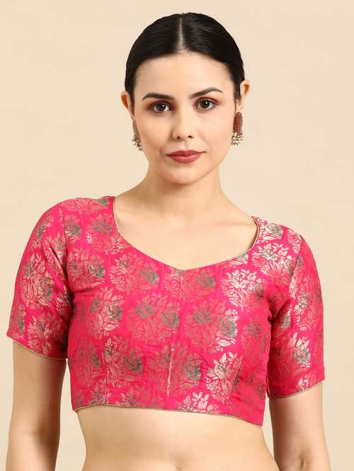 women pink self design stitched blouse - 19493912 -  Standard Image - 0