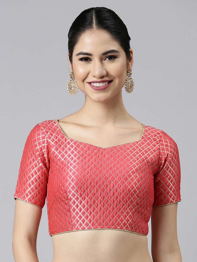 pink brocade art silk blouse