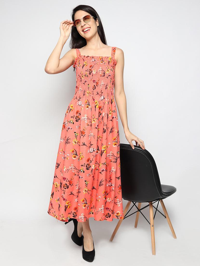 orange crepe a-line dress - 19494075 - Zoom Image - 0
