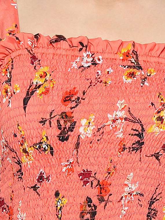 orange crepe aline dress - 19494077 - Standard Image - 3