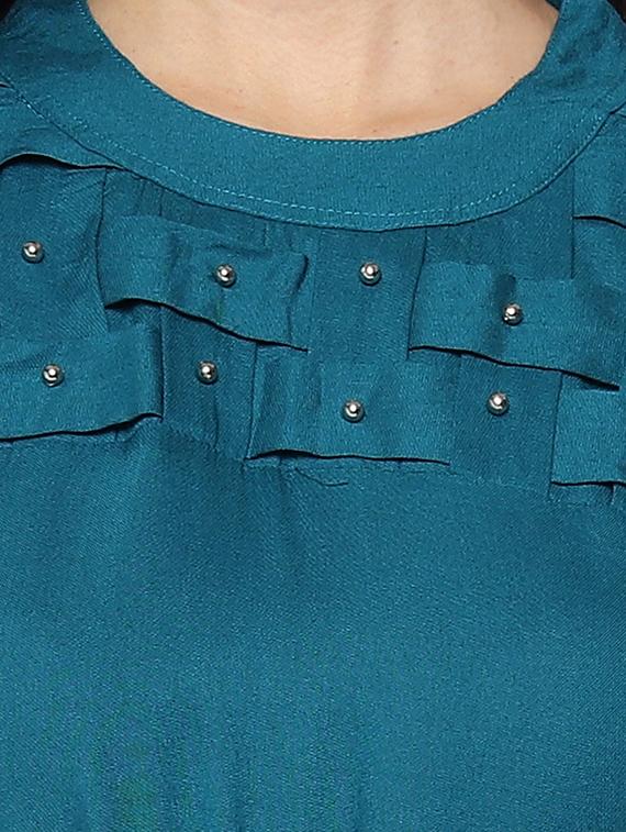 blue crepe high low dress - 19494083 - Standard Image - 3
