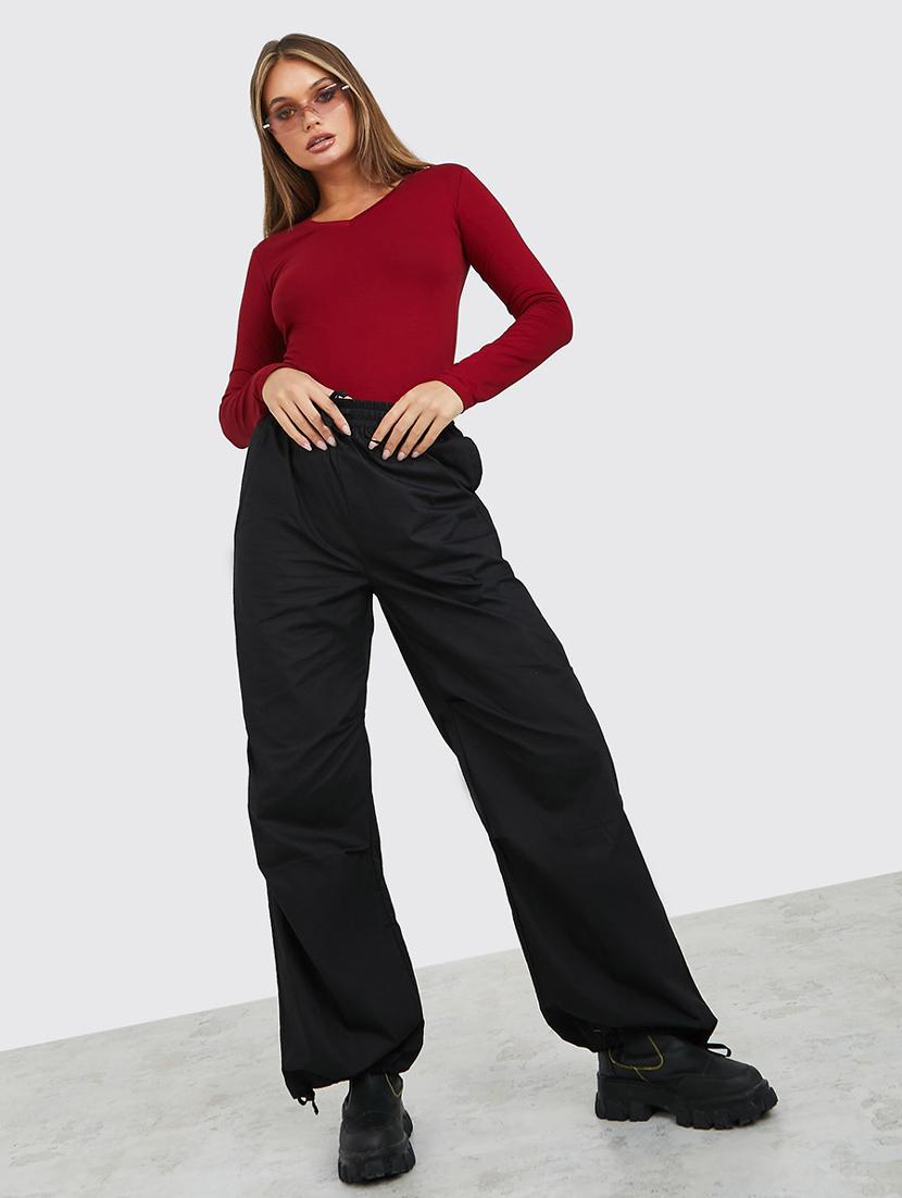 long sleeves v neck cotton lycra fitted t-shirt - 19494712 - Standard Image - 3