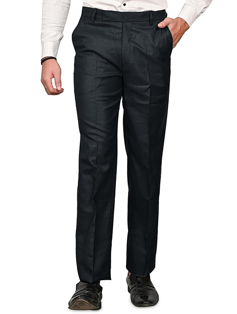 black cotton blend flat front formal trouser - 19494943 - Zoom Image - 0
