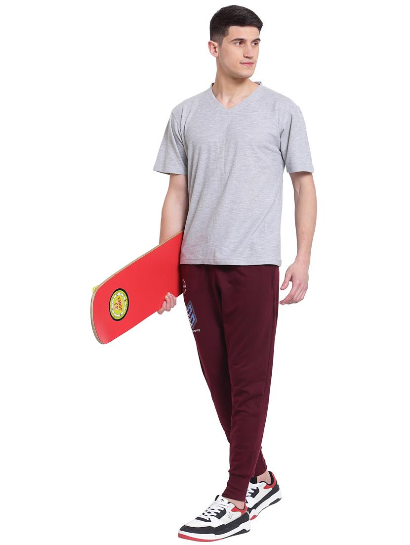 maroon cotton jogger - 19495039 - Standard Image - 3