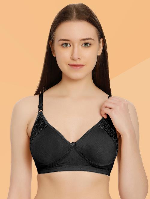 black cotton blend tshirt bra - 19495075 - Standard Image - 0