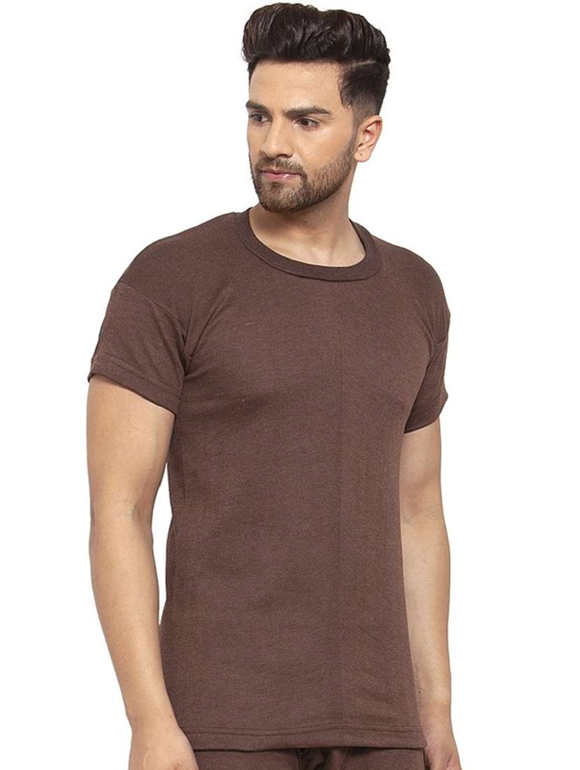 men round neck solid t-shirt