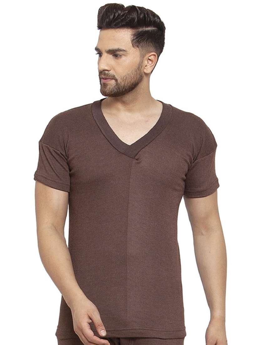 men v neck solid t-shirt