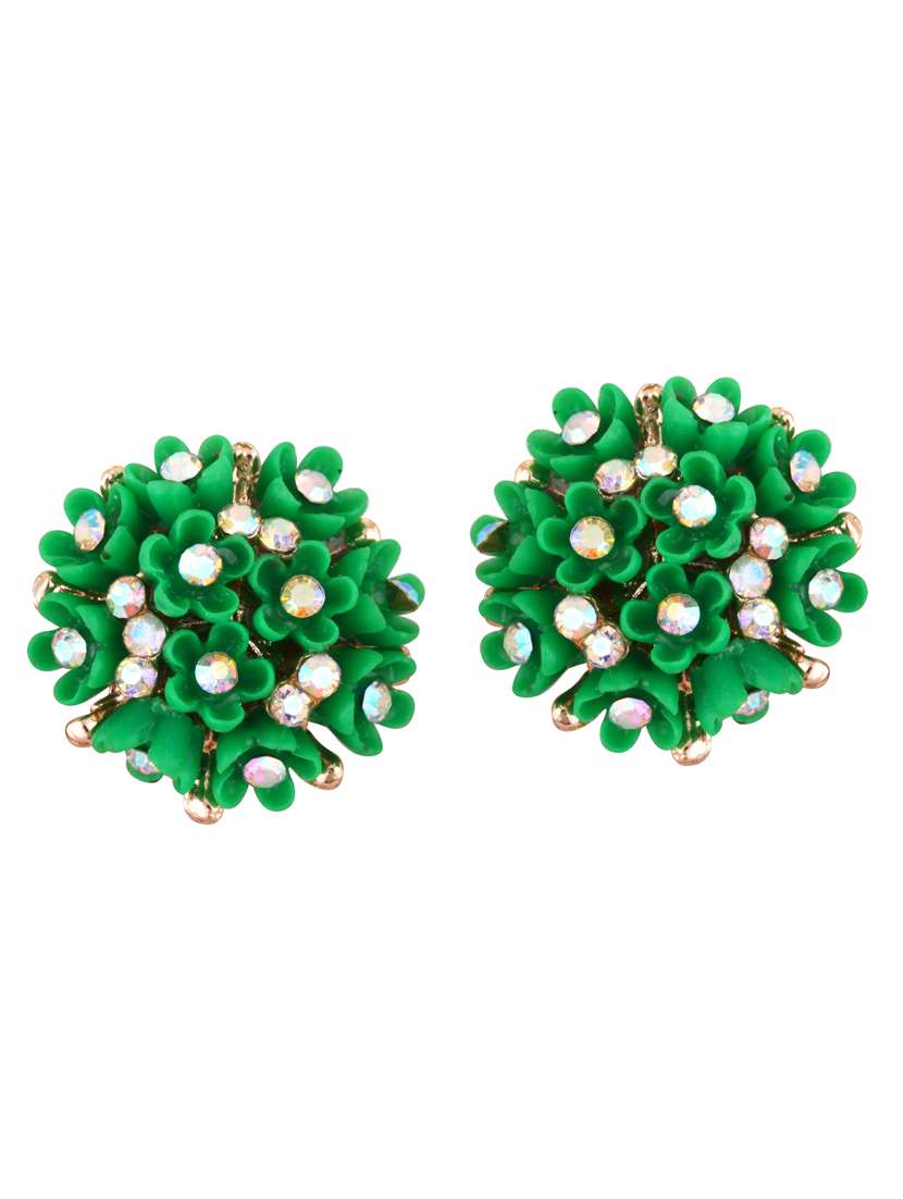 green brass studs earring