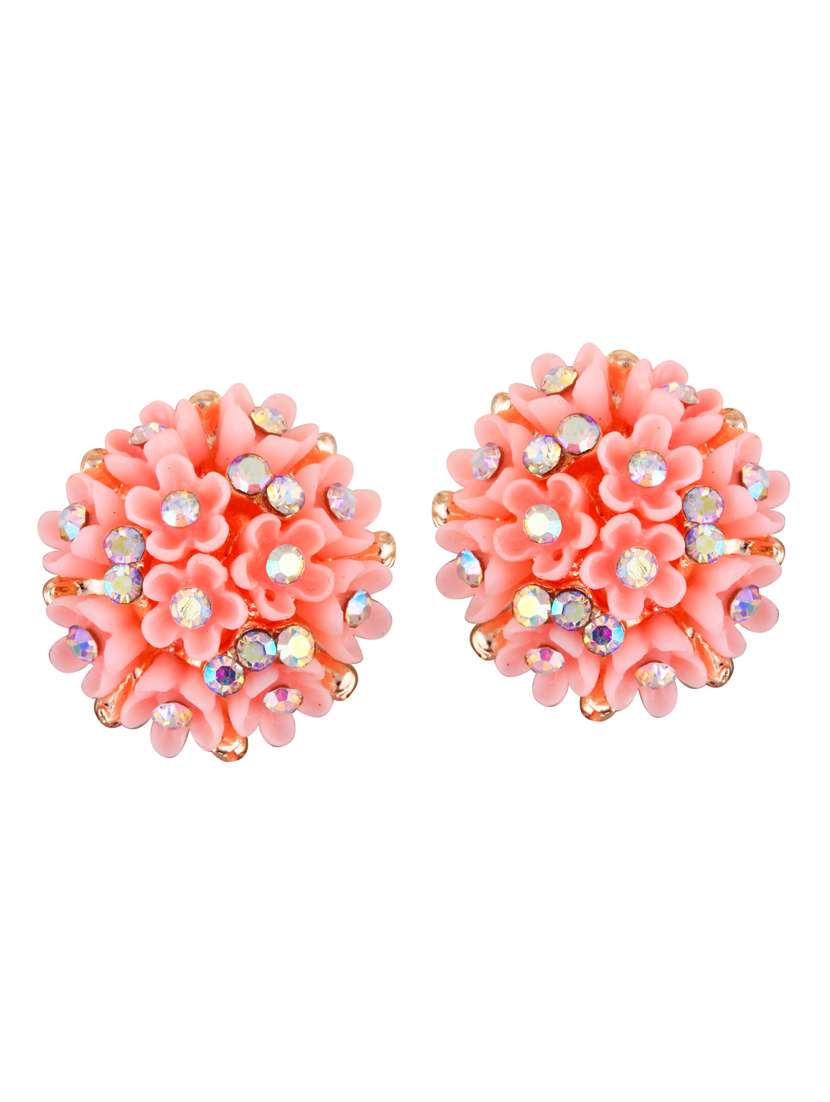 pink brass studs earring