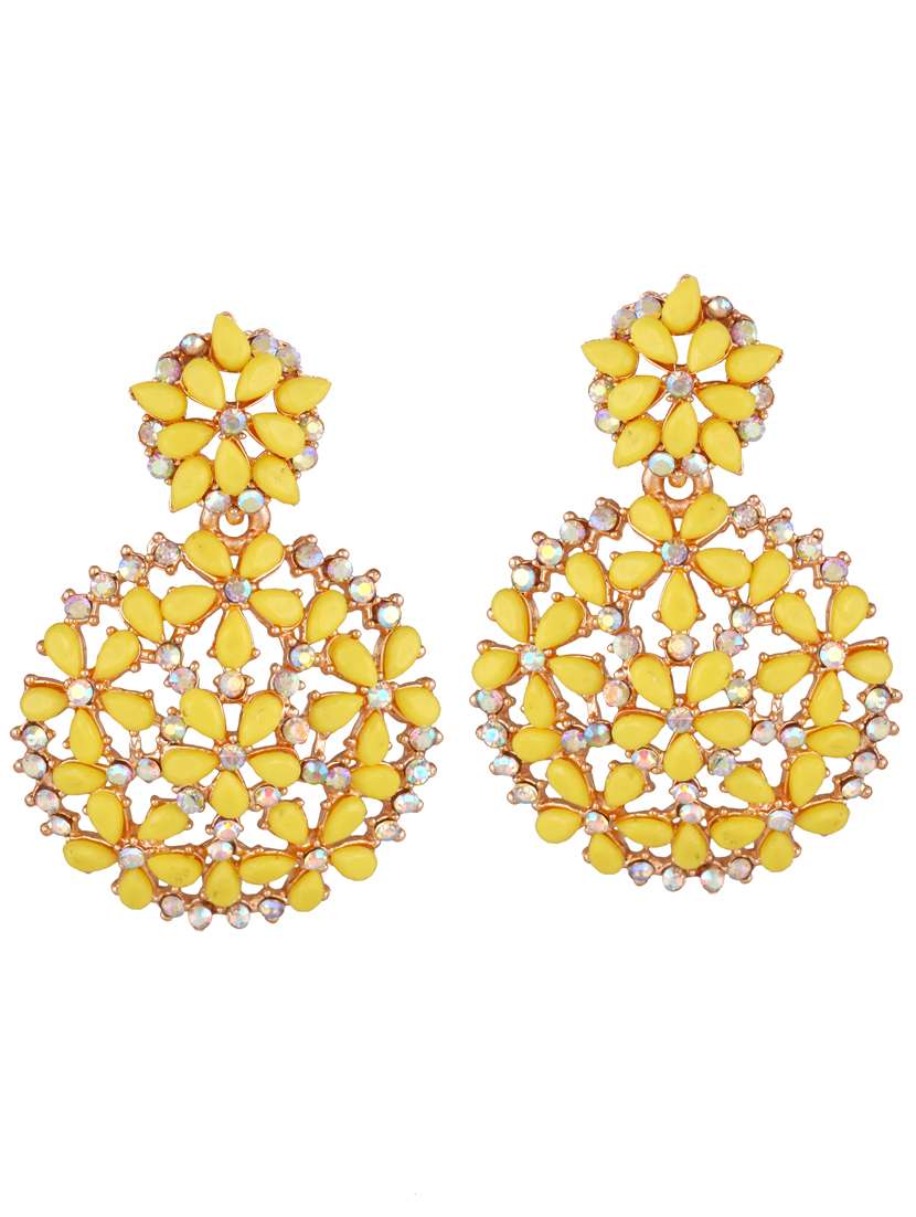 yellow brass chandbali earring - 19495447 - Zoom Image - 0