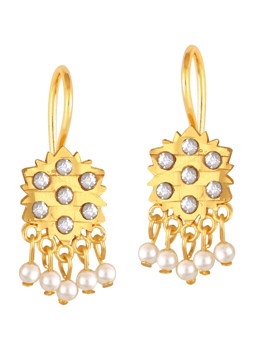 white brass drop earring - 19495460 - Zoom Image - 0