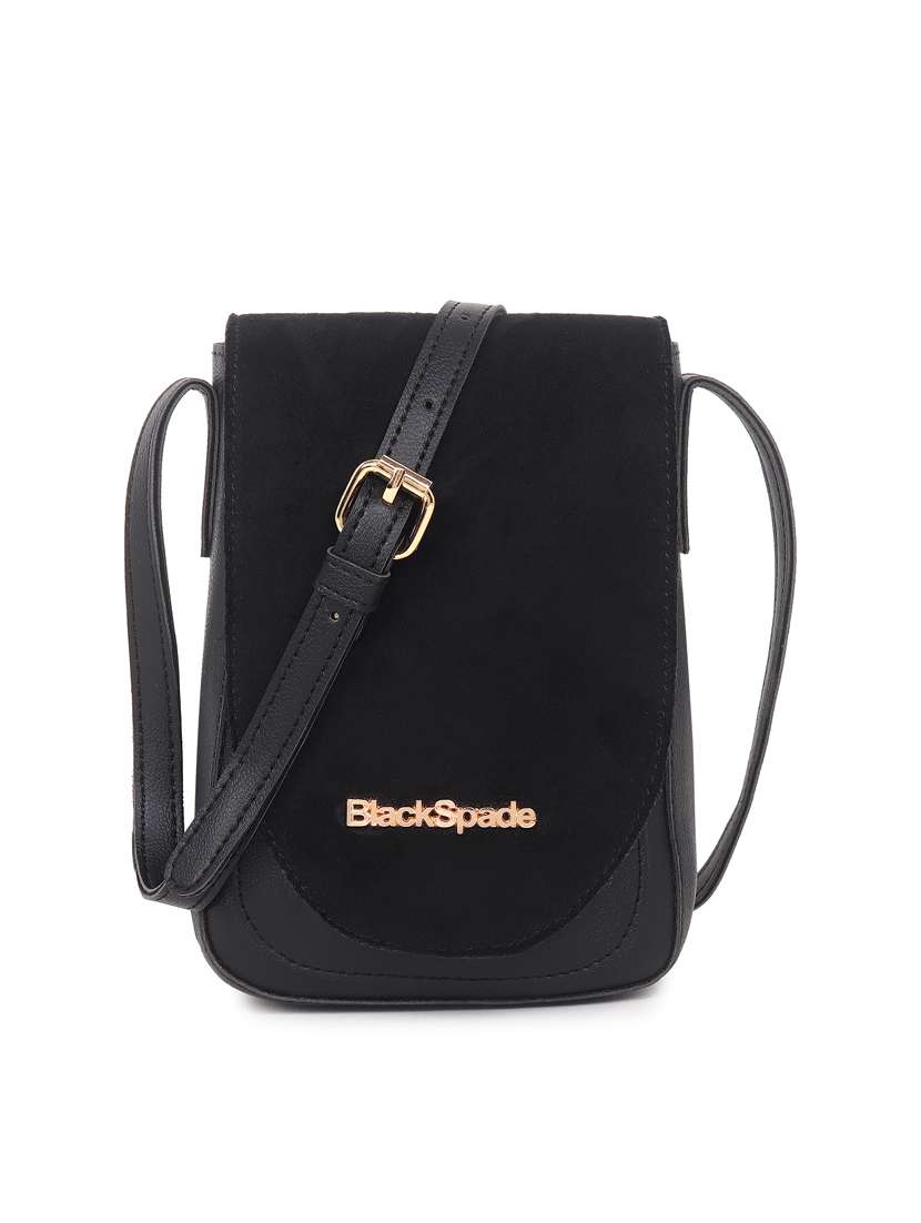 black leatherette (pu) sling bag - 19495474 -  Zoom Image - 0