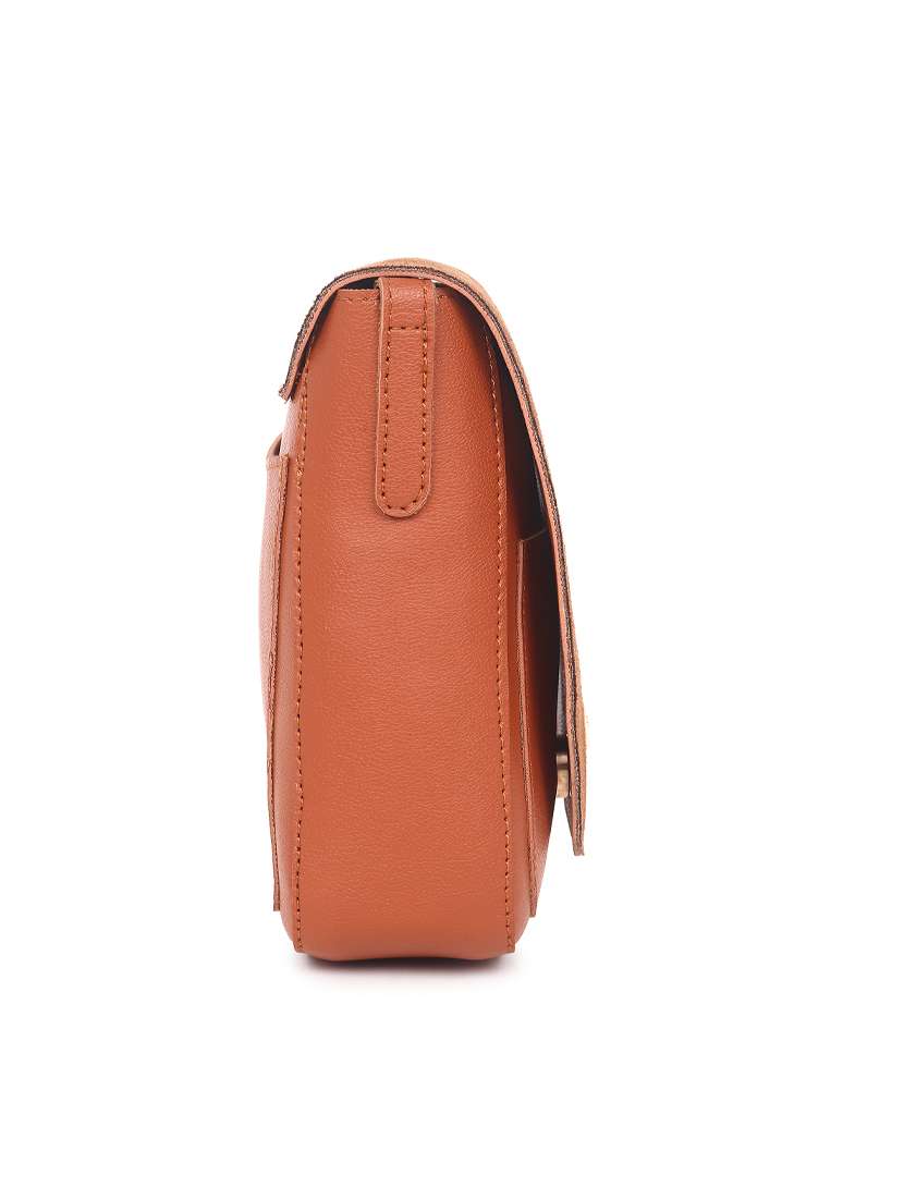 tan leatherette (pu) sling bag - 19495479 -  Standard Image - 3