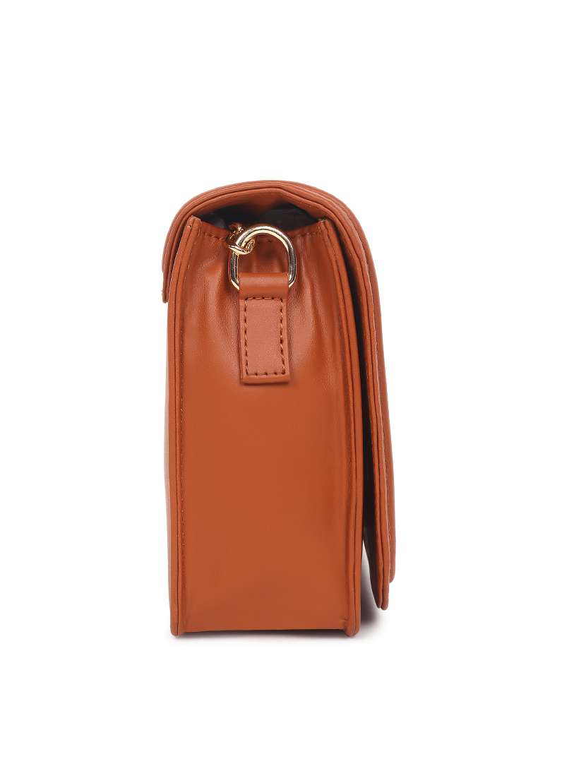 tan leatherette (pu) sling bag - 19495498 -  Standard Image - 3