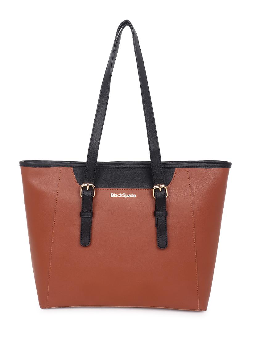tan leatherette (pu) structured tote