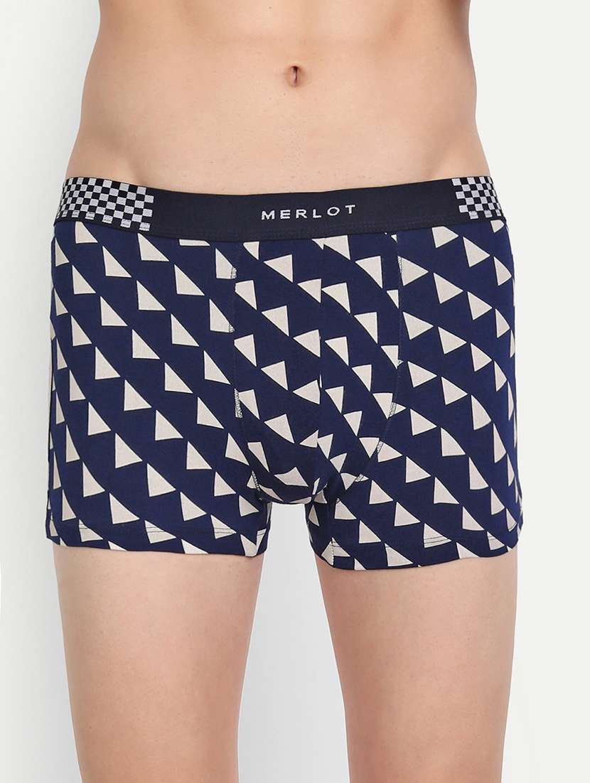 dark blue printed cotton trunk