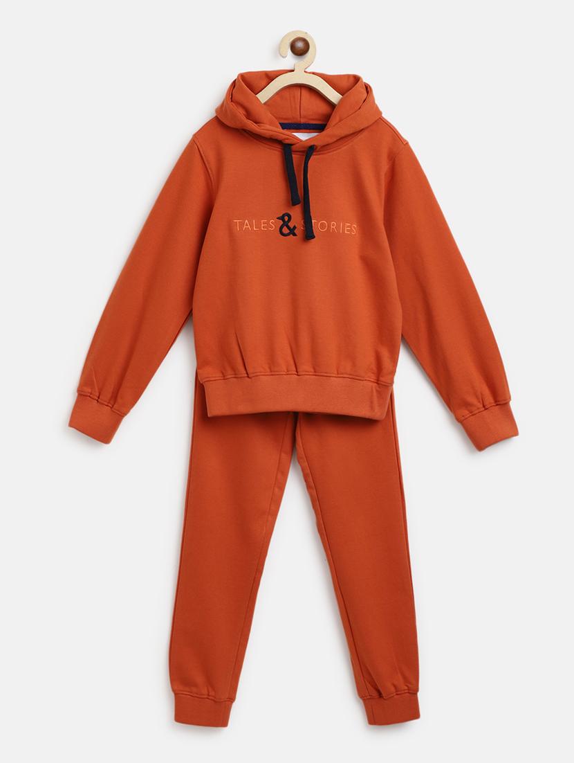 orange solid pyjama set nightwear