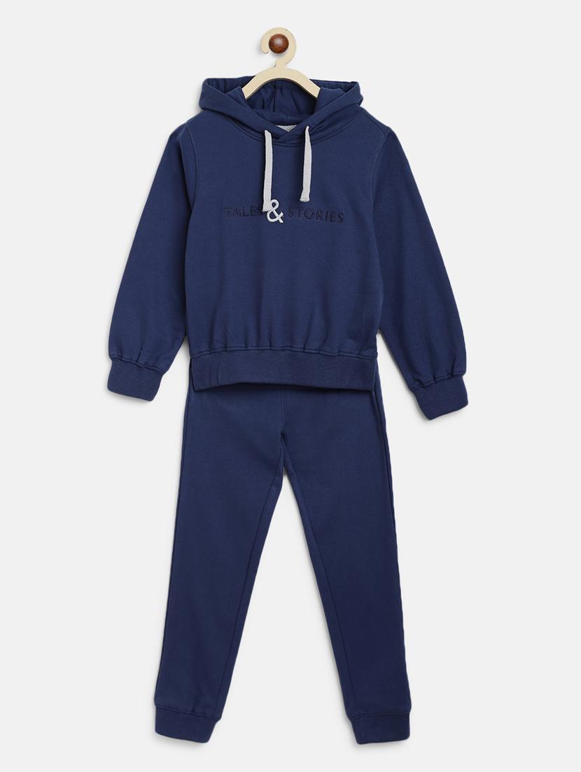 navy blue solid pyjama set nightwear