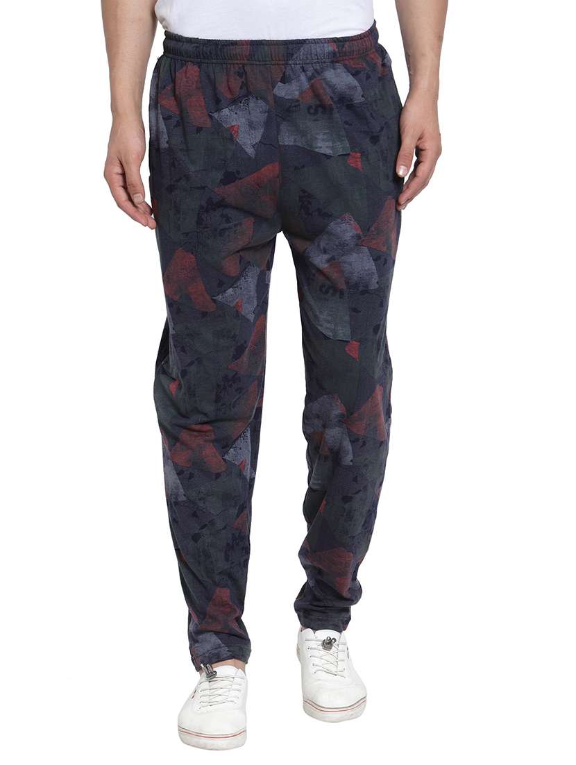 mid rise printed full length track pant