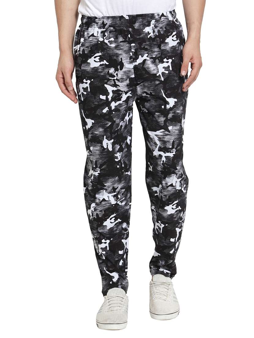 mid rise printed full length track pant