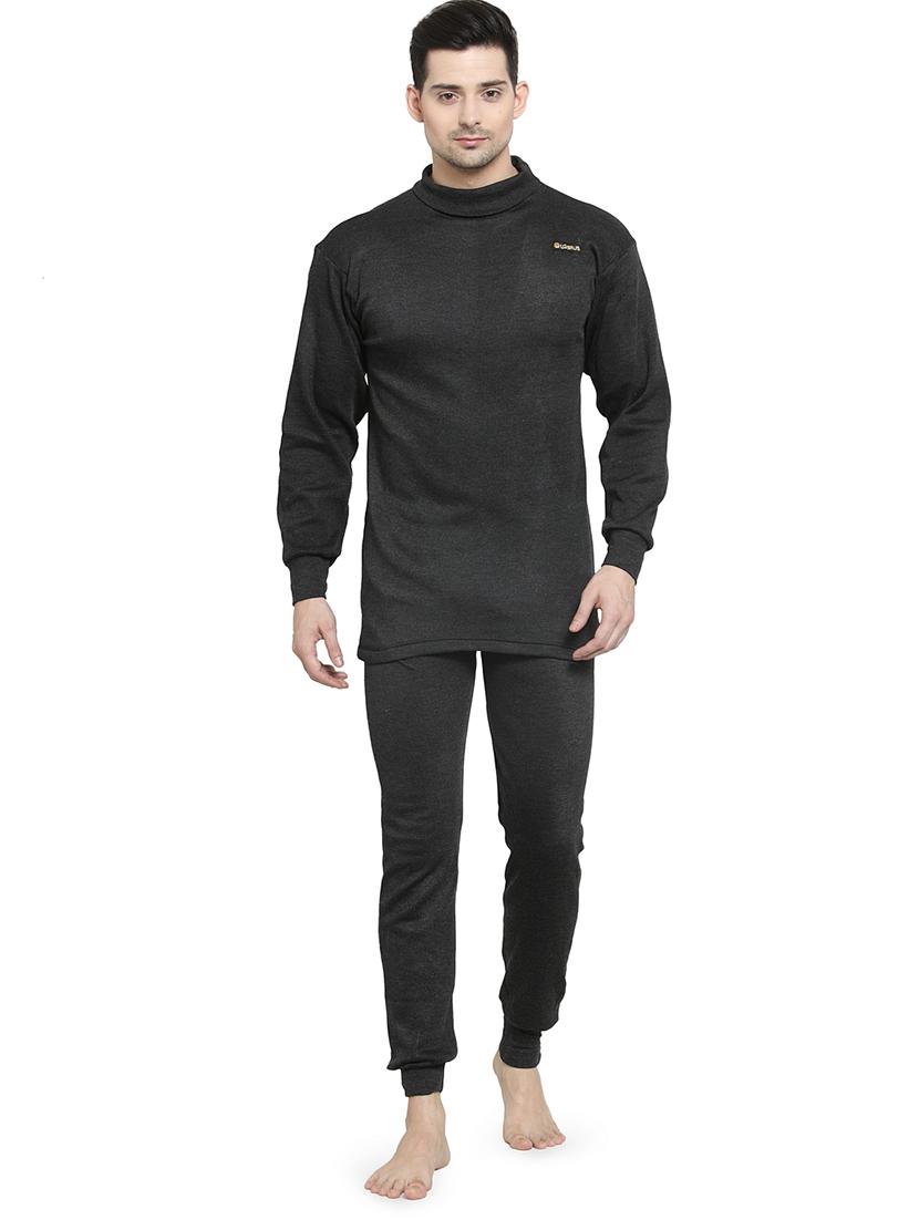 black cotton blend thermal top