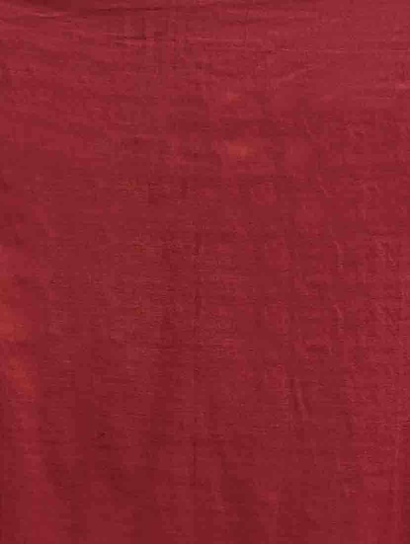 red cotton blend plain saree with blouse - 19497652 -  Standard Image - 3
