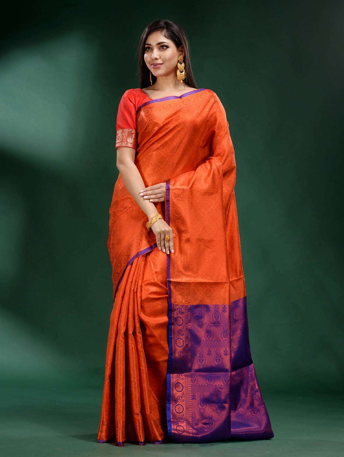 self design woven saree with blouse
