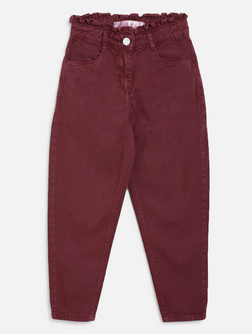 red cotton casual trouser