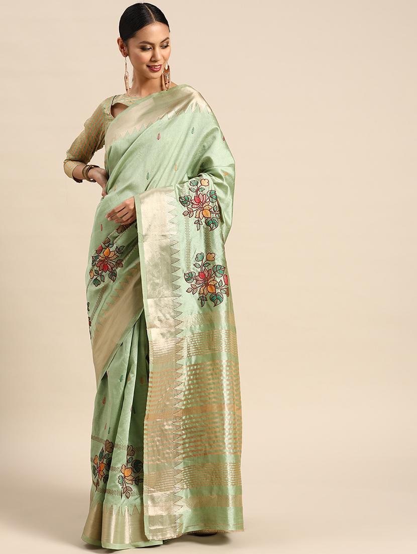 women's self design light green colored saree with blouse - 19503509 -  Zoom Image - 0
