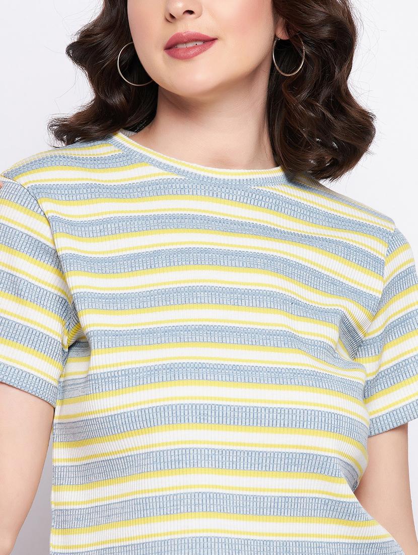 women striped round neck crop top - 19503772 - Standard Image - 5