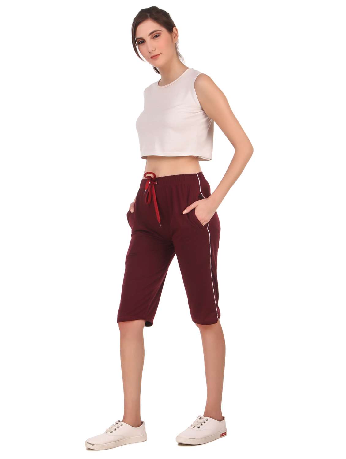 maroon sports capri - 19503825 -  Standard Image - 3