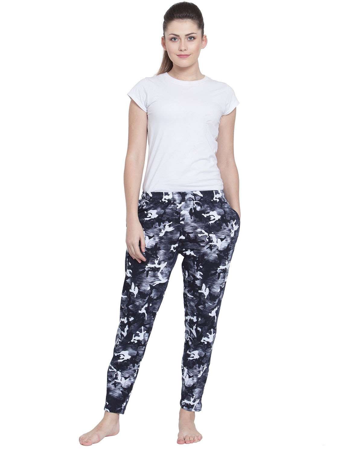 mid rise printed track pant - 19503833 -  Standard Image - 3