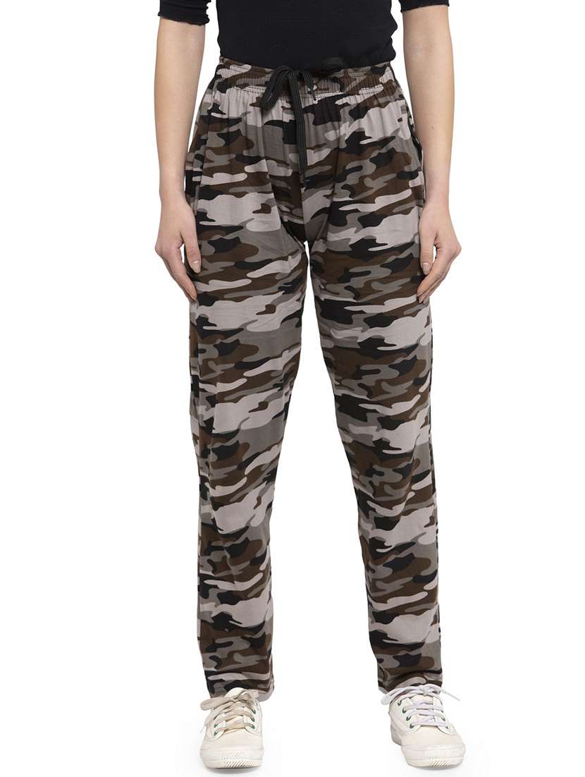mid rise printed track pant