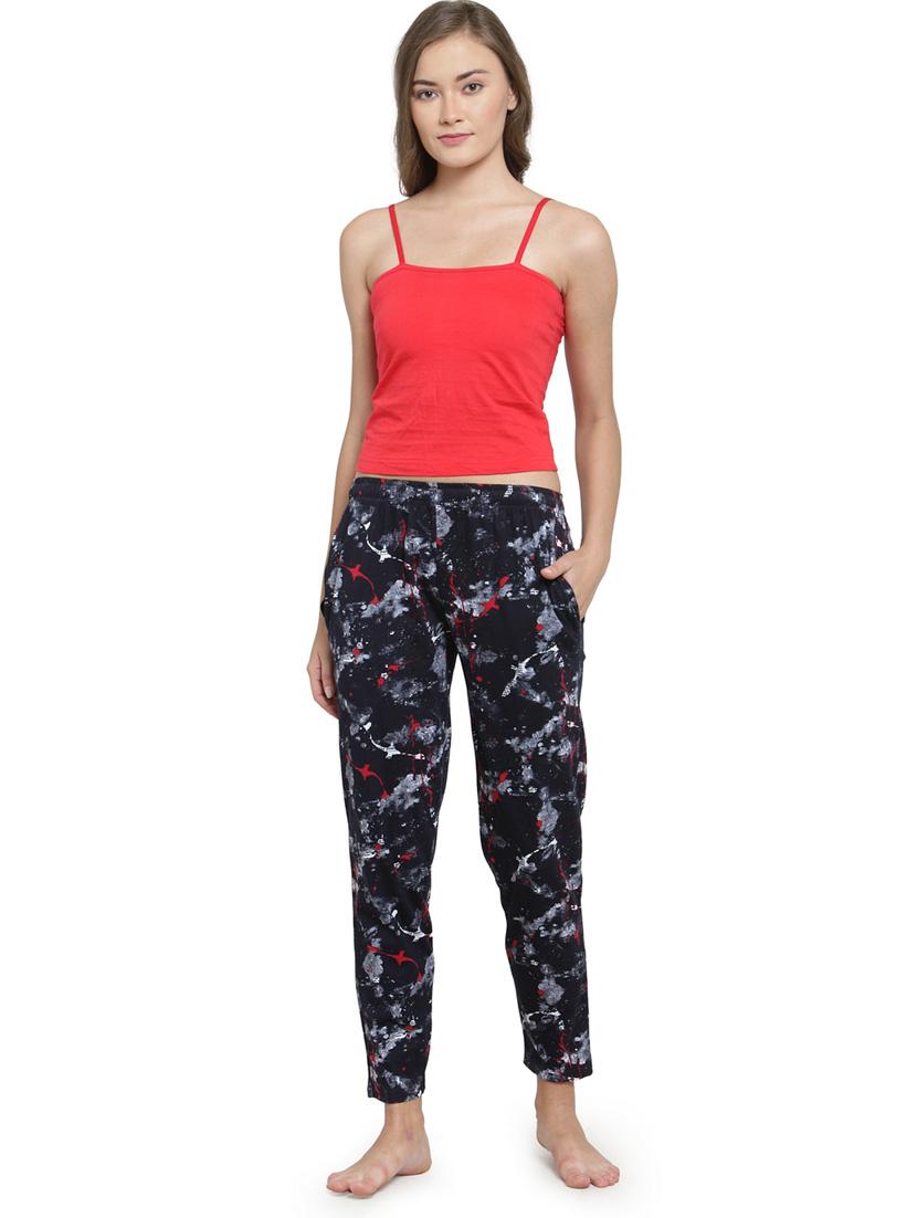 mid rise printed track pant - 19503837 - Standard Image - 3