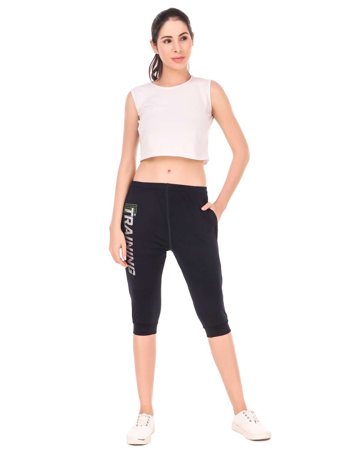 navy blue sports capri - 19503886 - Standard Image - 3