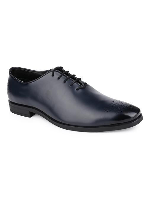 navy leatherette laceup oxfords - 19503986 -  Standard Image - 0