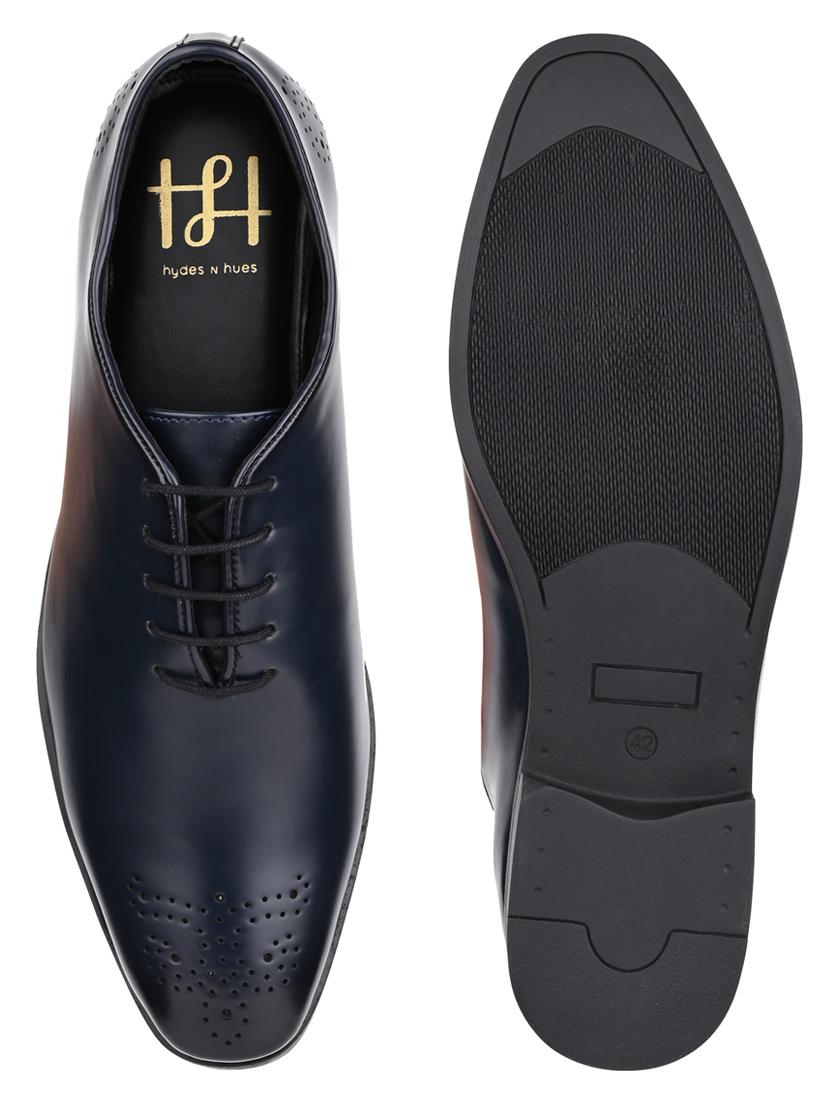navy leatherette laceup oxfords - 19503986 - Standard Image - 3