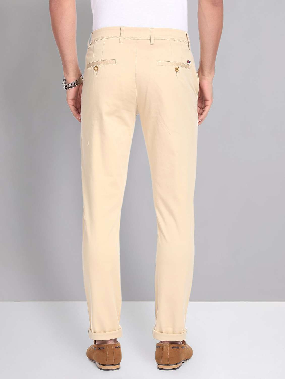 beige cotton chinos casual trousers - 19504072 -  Standard Image - 3