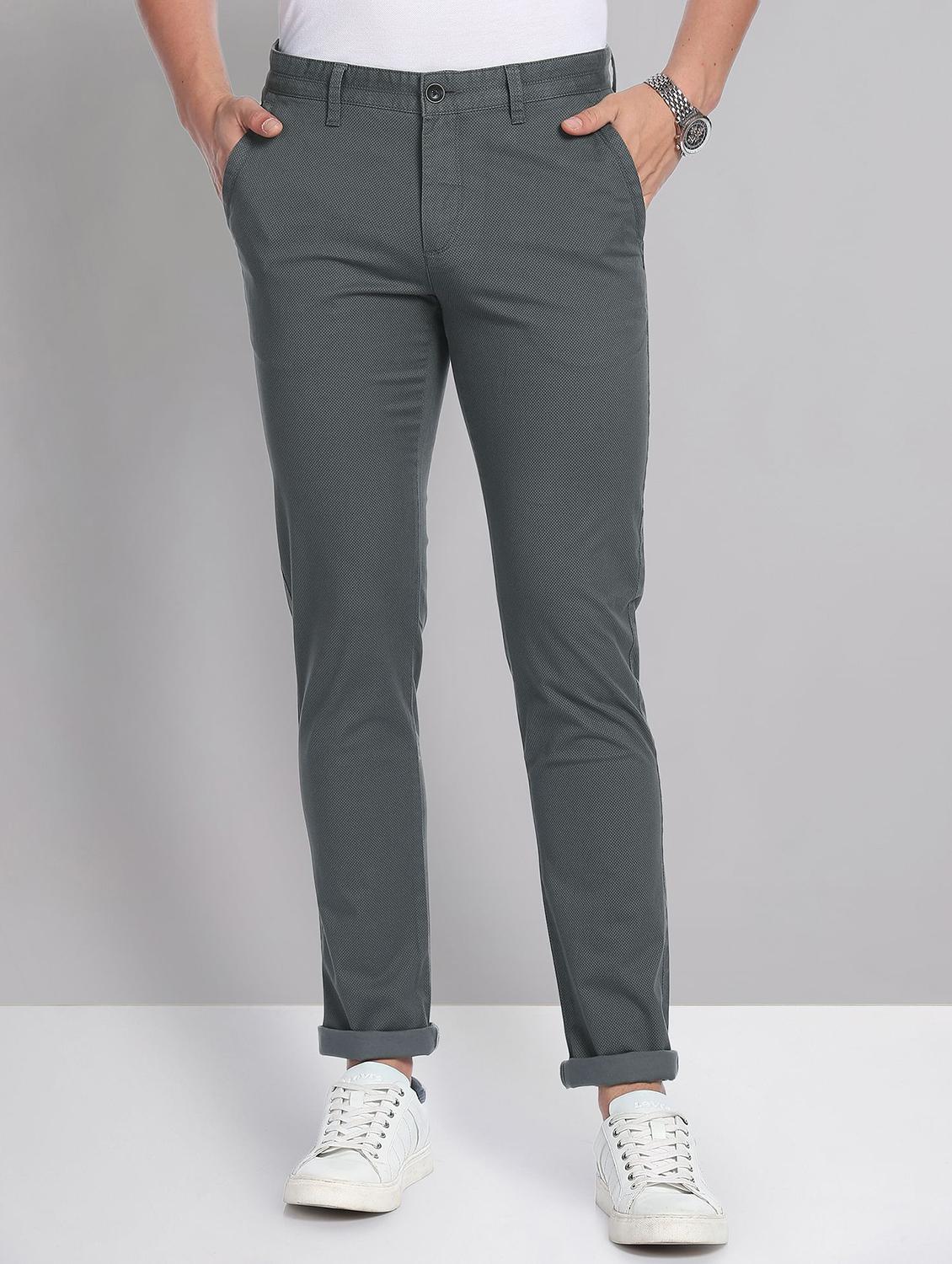 men mid rise self design chinos