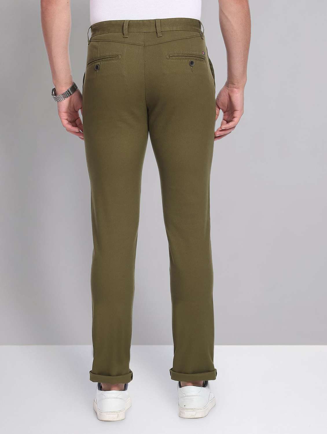 green cotton chinos casual trousers - 19504088 -  Standard Image - 3