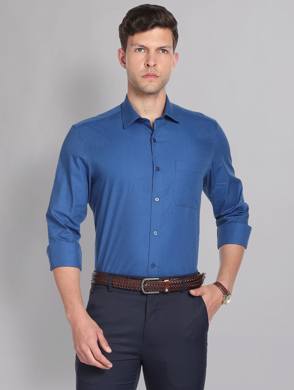 mens solids formal shirt - 19504110 -  Zoom Image - 0
