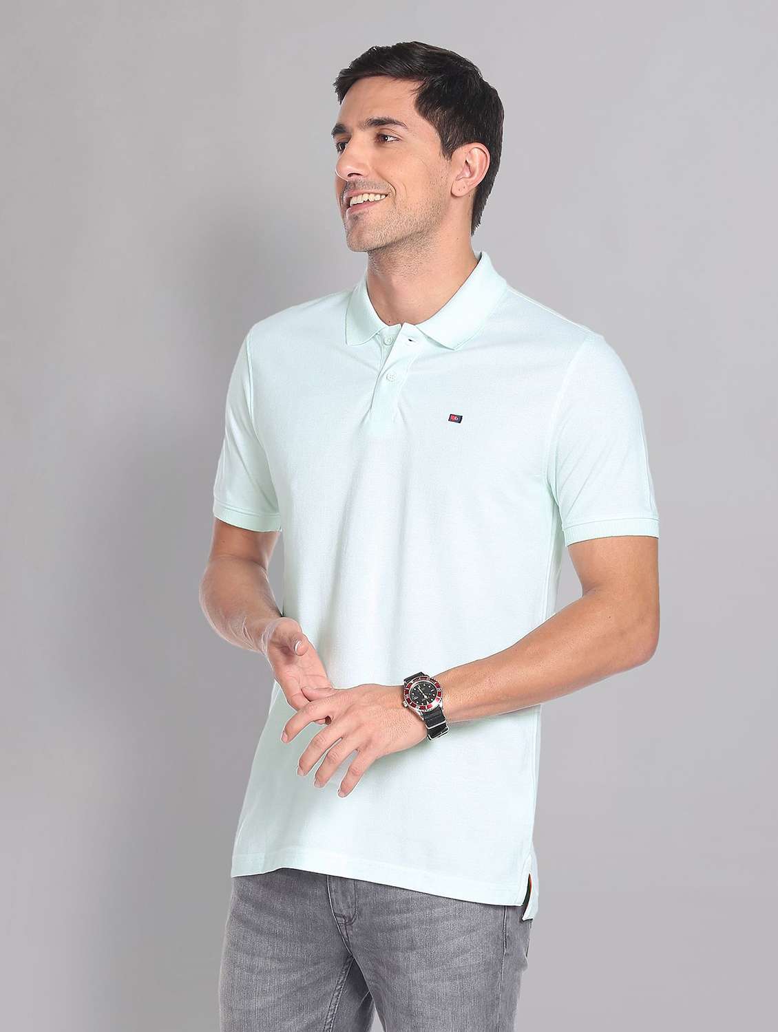 men solid cotton polo t-shirt - 19504141 -  Zoom Image - 0